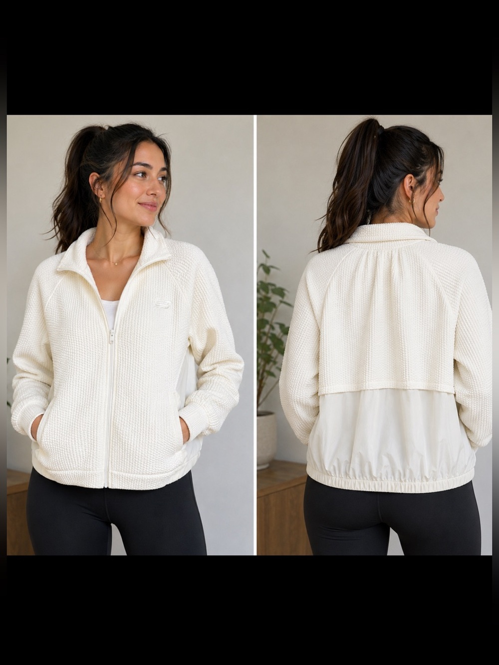 New Balance Women's off white texture 
design Jacket